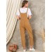 Solid Pocket Sleeveless Button Casual Jumpsuit For Women