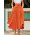 Solid Color High Waist Belted Side Zipper Irregular Hem Casual Skirts