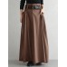 Women Solid Side Pockets Lace  Up Party A  Line Skirt with Back Zipper