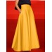 Women Party Collect Waist Solid Pleats A  Line Back Zipper Skirt With Side Pockets